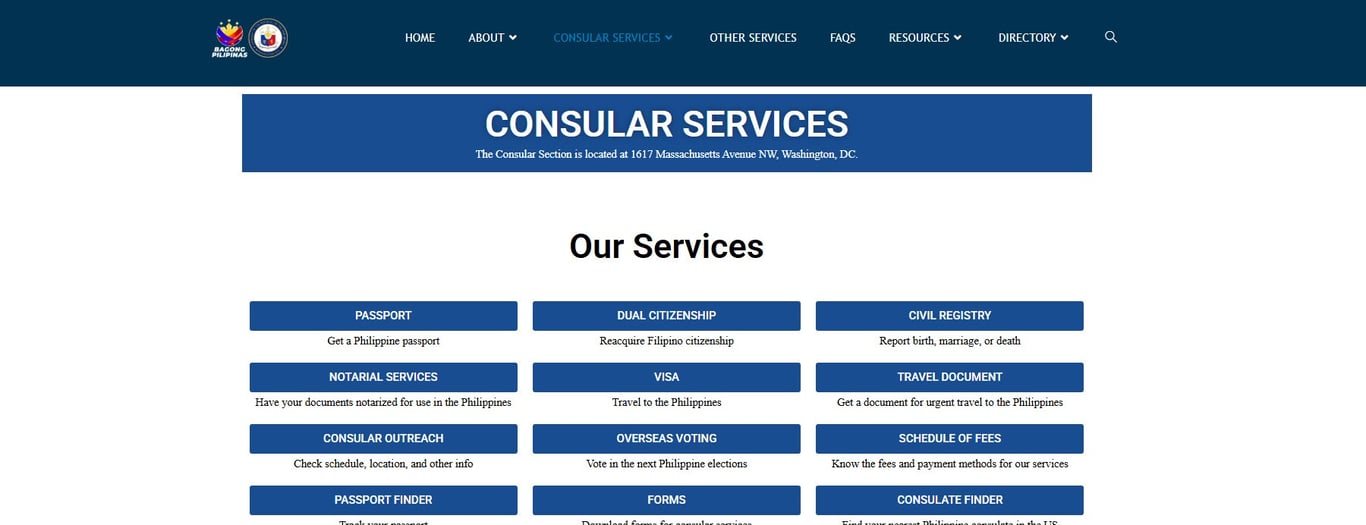 Consular Section of the Embassy of the Republic of the Philippines - Washington D.C. -  industry in Washington DC