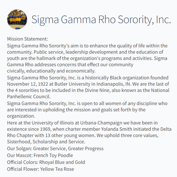 Delta Rho Chapter of Sigma Gamma Rho Sorority, Inc. -  industry in Champaign IL