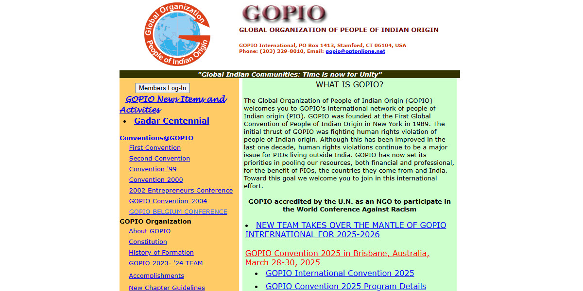 Global Organization of People of Indian Origin -  industry in Stamford CT