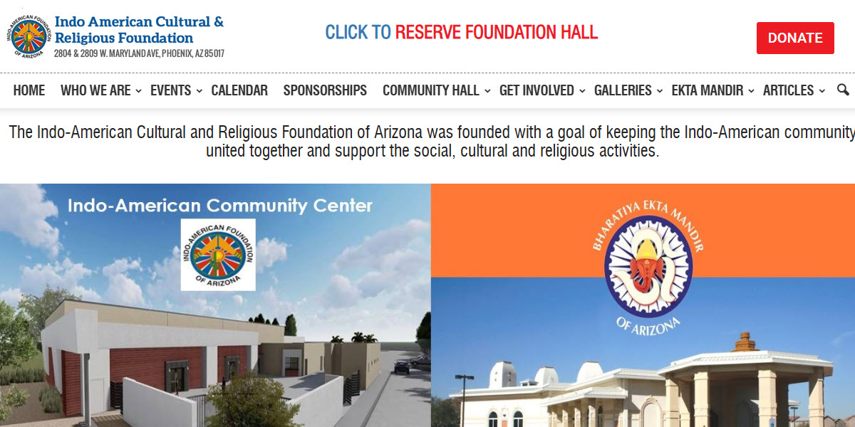 Indo American Cultural & Religious Foundation -  industry in Phoenix AZ