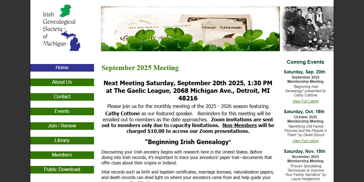Irish Genealogical Society of Michigan