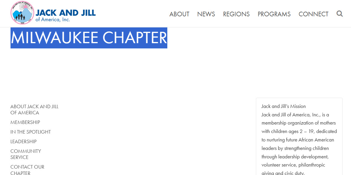Jack and Jill of America, Inc. Milwaukee Chapter
