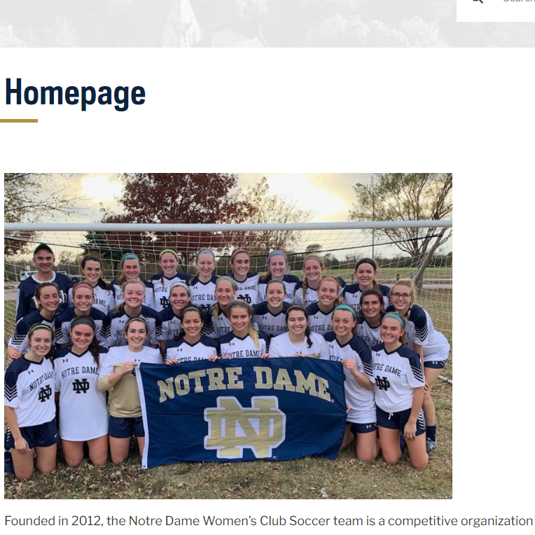 Notre Dame Women's Club Soccer Team