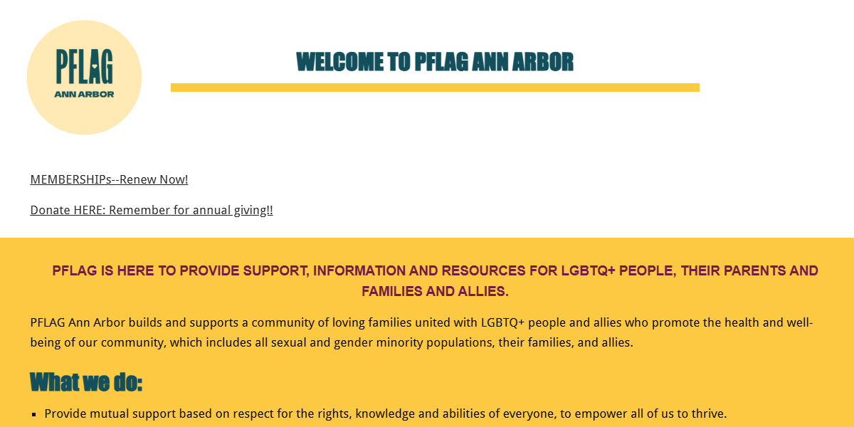 PFLAG Ann Arbor, Michigan