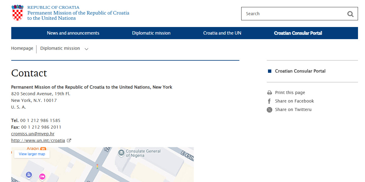 Permanent Mission of Croatia to the United Nations -  industry in New York NY