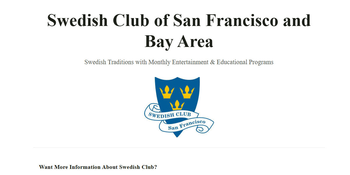 Swedish Club of San Francisco and Bay Area -  industry in Burlingame CA