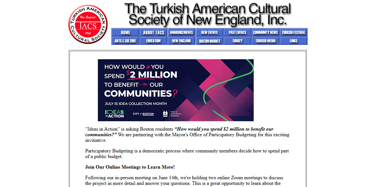 Turkish American Cultural Society of New England, Inc -  industry in Boston MA