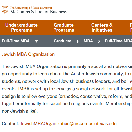 UT Austin Jewish MBA Organization -  industry in Austin TX