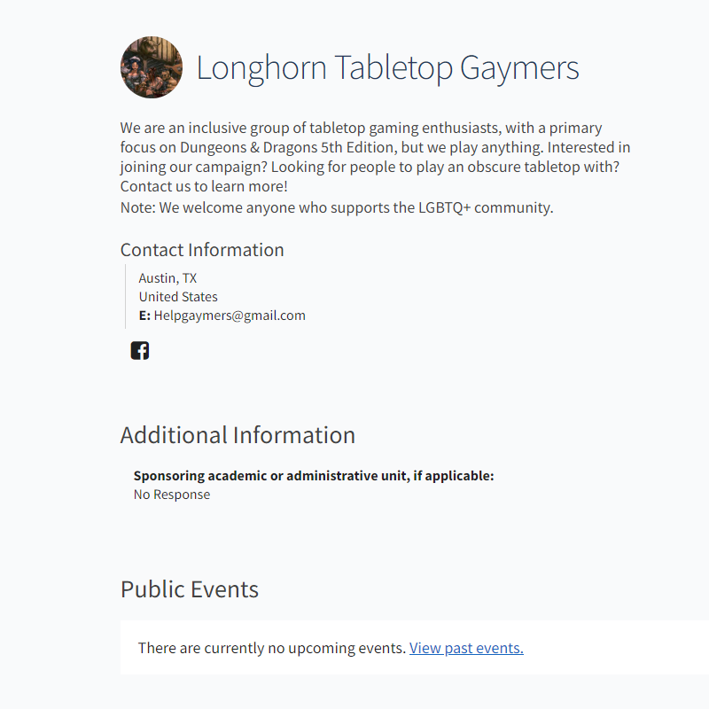 UT Austin Longhorn Tabletop Gaymers