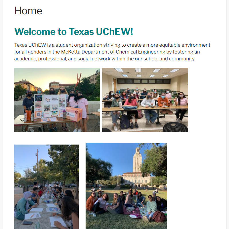 UT Austin Undergraduate Chemical Engineering Women