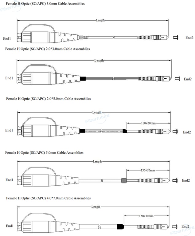 Female H Optic (SC/APC) Connector Cable Assembly for FTTH