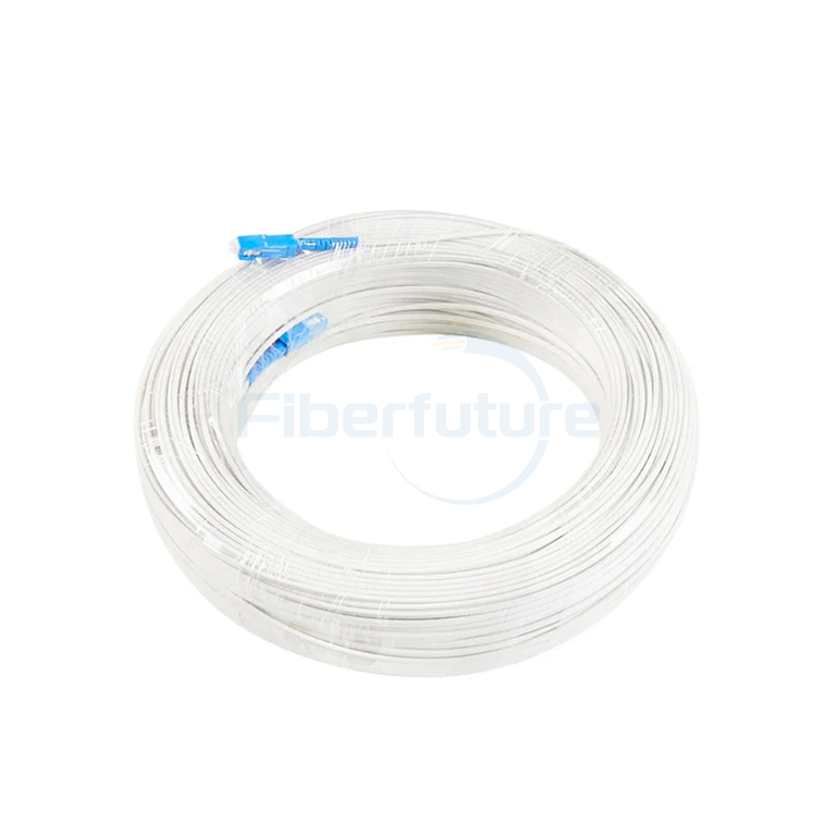 White SC/UPC Singlemode Simplex LSZH FTTH Drop Cable Patch Cord