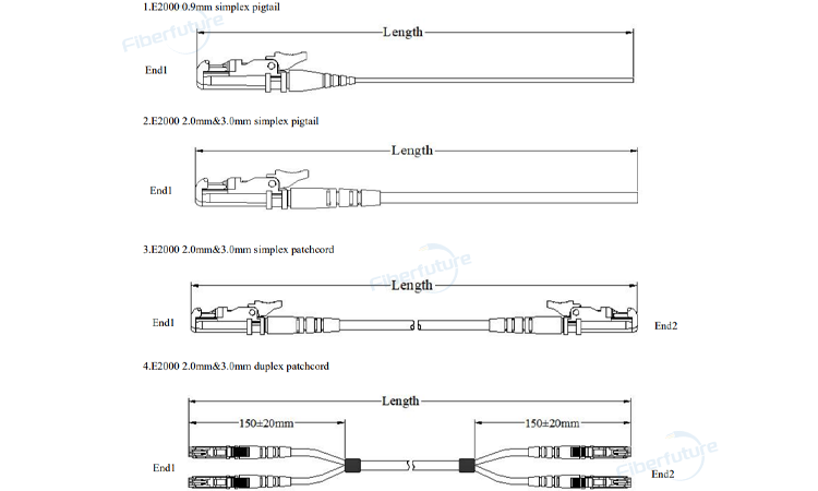 Simplex E2000 Patch Cord 0.9mm 2.0mm 3.0mm 