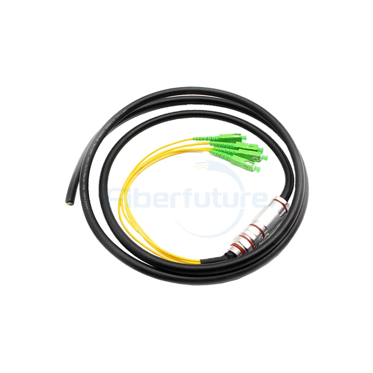 4 Fibers Armored PE Jacketed Waterproof Pigtail for Outdoor 