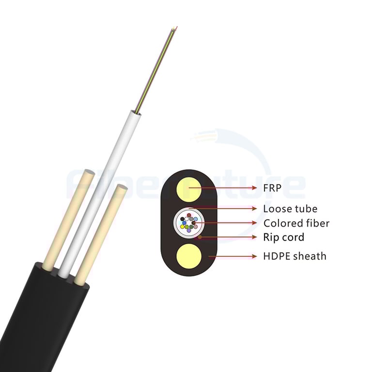 Aerial Outdoor Flat Drop Fiber Optic Cable GYFXTBY