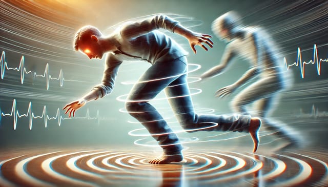 a person struggling with balance and dizziness due to Autoimmune Inner Ear Disease (AIED). The person should appear unsteady, swaying or w - The Audiology Place a person struggling with balance and dizziness due to autoimmune inner ear disease aied the person should appear unsteady swaying or w how the ears affect balance the audiology place
