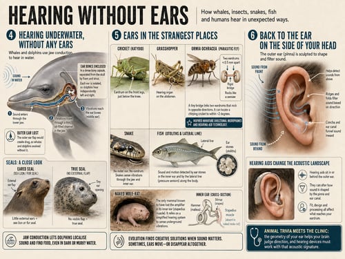 infographic about how whales and humans hear underwater with diagrams of ear anatomy and crosssections showing sound paths to the ear underwater ears why your ear is shaped like that the audiology place