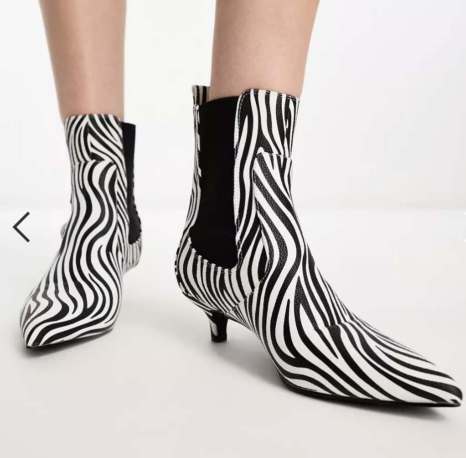 RAID Cedar kitten heeled ankle boot in zebra