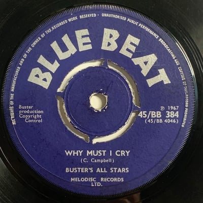 Prince Buster's All Stars - Take It Easy / Why Must I Cry picture 2