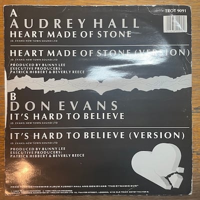 Audrey Hall, Don Evans - Heart Made Of Stone / It's Hard To Believe picture 2