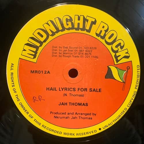 Jah Thomas – Hail Lyrics For Sale