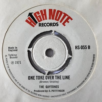 The Gaytones - Heart Of The Knights / One Toke Over The Line picture 2