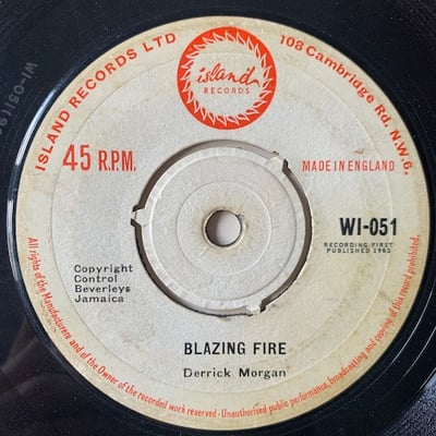 Derrick And Patsy, Derrick Morgan - I'm In A Jam / Blazing Fire picture 2