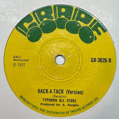 U-Roy, The Typhoon All Stars - On Top Of The Peak / Rack-A-Tack (Version) picture 2