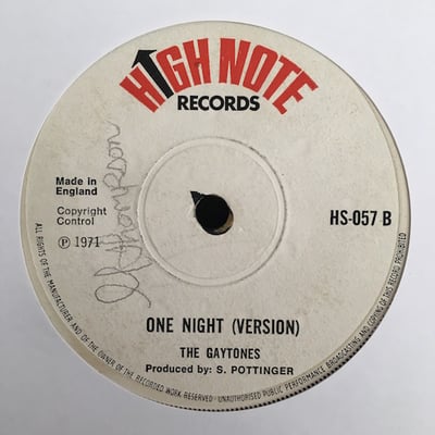 Jackie Brown, The Gaytones - One Night Of Sin / One Night (Version) picture 2