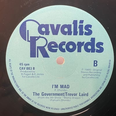 The Government, Vas Blackwood, Trevor Laird - Bottle, Stone & Stick / I'm Mad picture 2