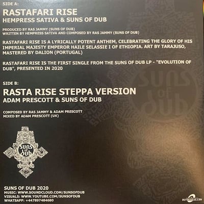Hempress Sativa, The Suns Of Dub, The Suns Of Dub, Adam Prescott - Rastafari Rise / Rasta Rise Steppa Version picture 2