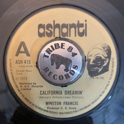Winston Francis, Sound Dimension - California Dreamin' / Soul Food picture 2