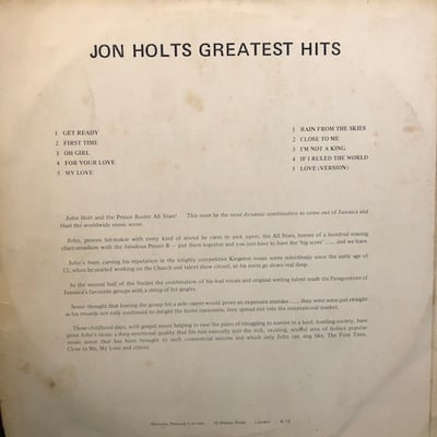 John Holt - Jon Holts Greatest Hits picture 2