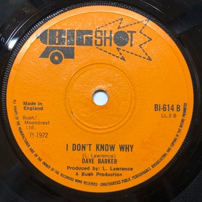 Dave Barker - Are You Sure / I Don't Know Why picture 2