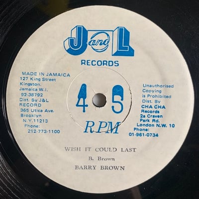 Barry Brown - Problem Get You Down / Wish It Could Last picture 2