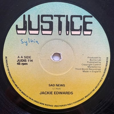 Jackie Edwards - Money In My Pocket / Sad News picture 2