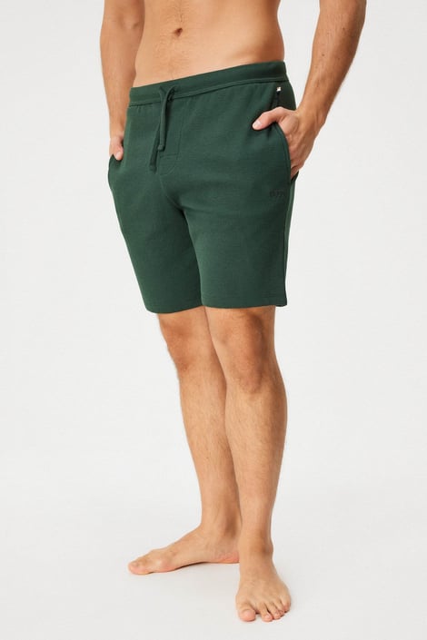 Pantaloni scurți din bumbac pentru bărbați BOSS Waffle verde mușchi