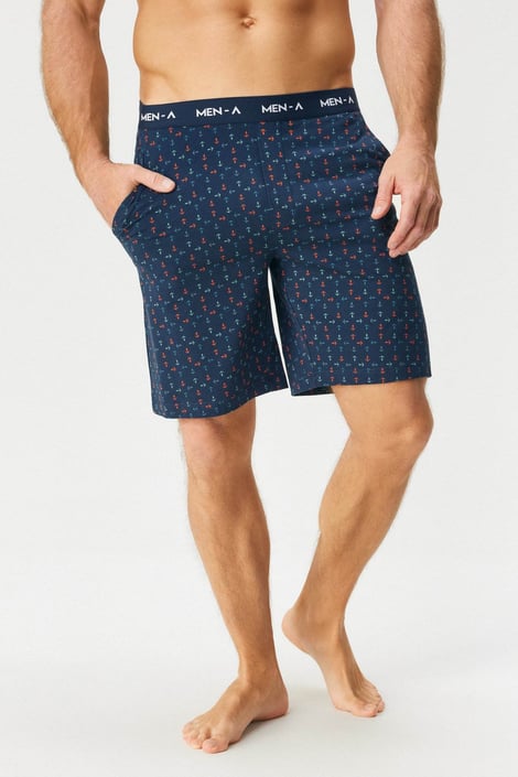Herren-Baumwoll-Pyjamashorts MEN-A Andre Blau-Orange