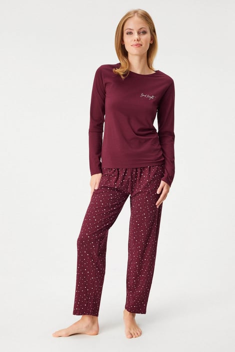 Pijama de bumbac Good Night lungă burgundy