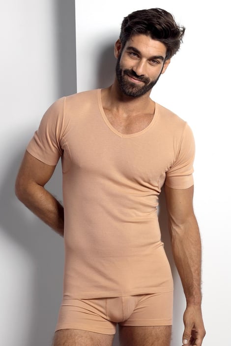Μπλουζάκι nude κάτω από το πουκάμισο με πρόσθετα για τον ιδρώτα |  Astratex.gr