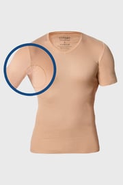 Μπλουζάκι nude κάτω από το πουκάμισο με πρόσθετα για τον ιδρώτα