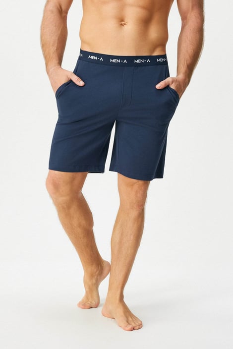 Herren-Baumwoll-Pyjamashorts MEN-A Andre Marineblau