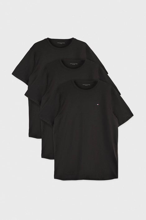 3PACK Pánské bavlněné tričko Tommy Hilfiger Cotton černá