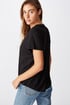 Tricou de damă basic cu mâneci scurte Crew negru 2009220BL_tri_02