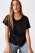 Damen Basic-Shirt mit kurzen Ärmeln Crew Schwarz 2009220BL_tri_03