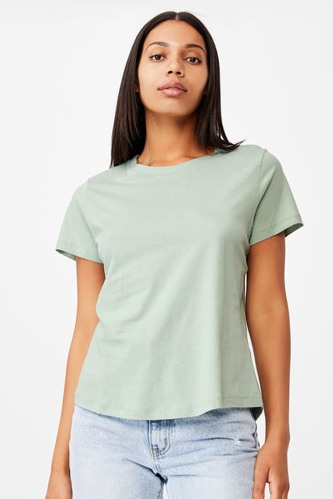 Damen Basic Kurzarm-Shirt Crew grün