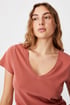 Ženska majica kratkih rukava basic One u boji cigle 2011027RED_tri_03