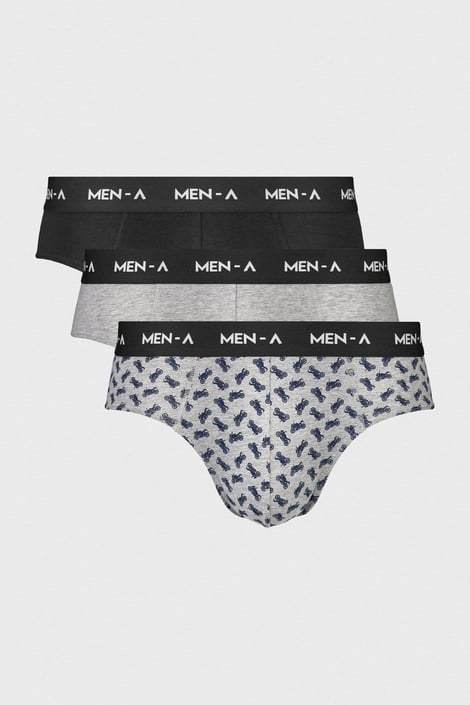 3PACK Bavlněné slipy MEN-A Marco černá-tmavě šedá