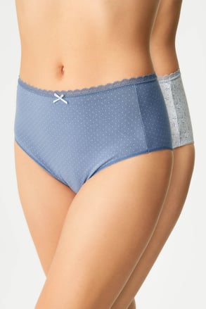 2PACK Chilot clasic Floret Blue cu talie înaltă, din bumbac 2PACK Chilot clasic Floret Blue cu talie înaltă, din bumbac