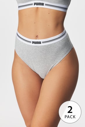 2PACK klassieke slips Puma Grey met hoge taille